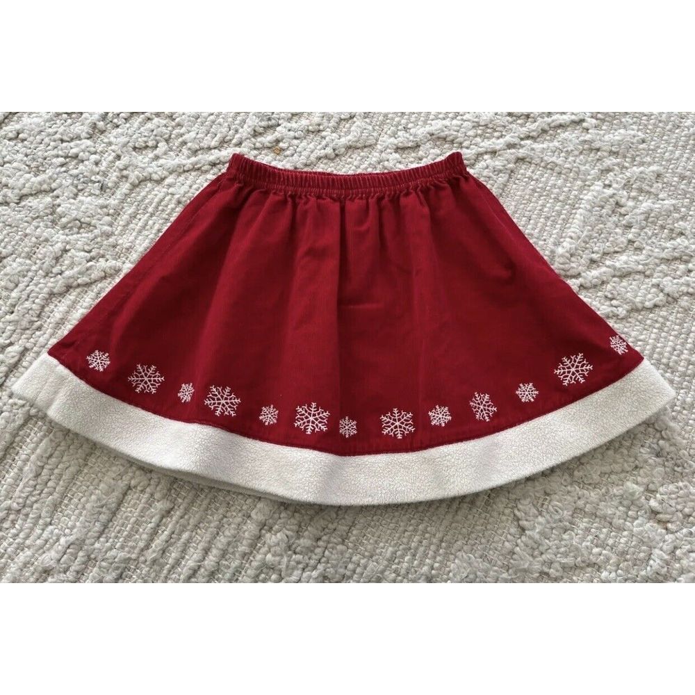 HANNA ANDERSSON Size 70 6-12M Red Snowflake Corduroy Skirt FLEECE TRIM NWT NEW
